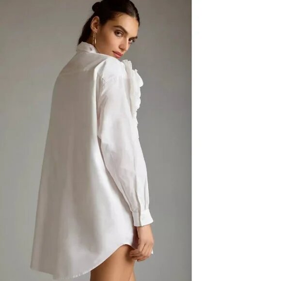 Anthropologie Forever That Girl Appliqué Shirt Dress White Sz XS NWOT B38 - Picture 5 of 16